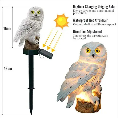 LAMP-04 Solar Light Owl Lamp for Outdoor Garden-size