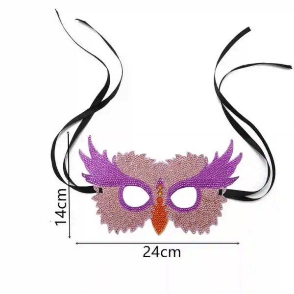 MASK-05 Crystal Diamond Embroidery Owl Mask-size