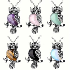 Crystal Stone Owl Pendant Necklace