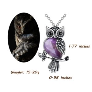 NECK-02 Crystal Stone Owl Pendant Necklace-DETAIL