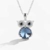 Sterling Silver Blue Owl Stone Necklace