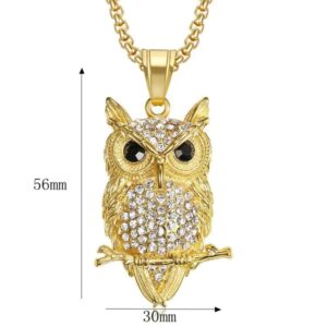 NECK-09 Stainless Steel Titanium Owl Necklace-SIZE