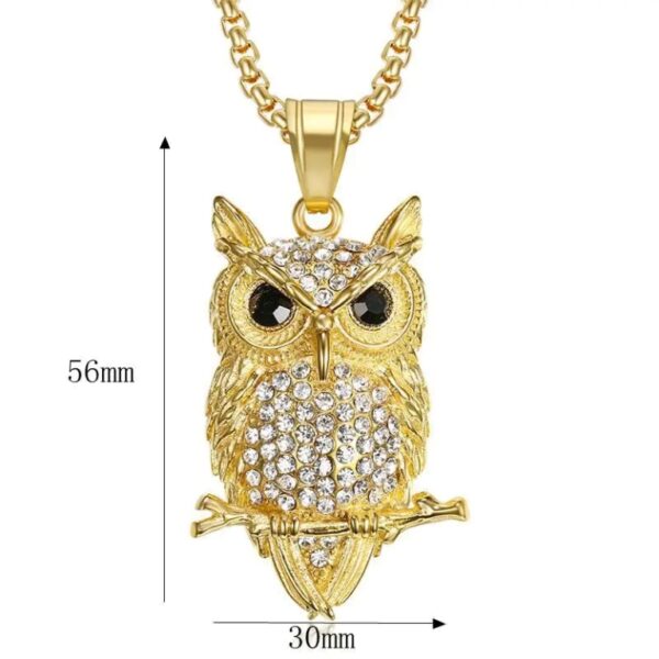 NECK-09 Stainless Steel Titanium Owl Necklace-SIZE