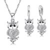 Shining Full Owl Necklace Keychain Set