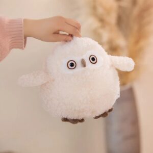 Cute White Fat Fuzzy Owl Plush