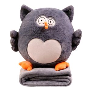 Fluffy Owl Plush Pillow With Blanket