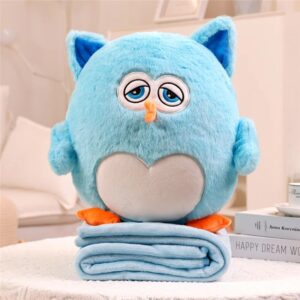 Fluffy Owl Plush Pillow With Blanket