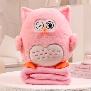 Fluffy Owl Plush Pillow With Blanket