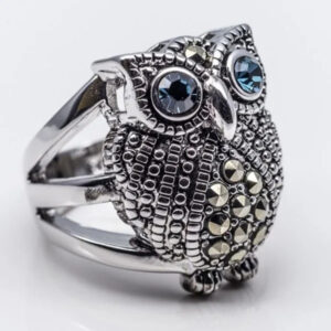 Vintage Silver Owl Zircon Ring