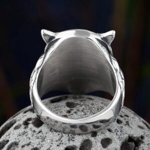 Stainless Steel Odin Owl Head Ring