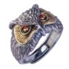 Owl Face with Red Eyes Ring