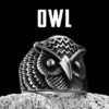 Stainless Steel Rock Owl Ring