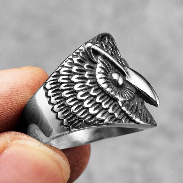 Stainless Steel Rock Owl Ring