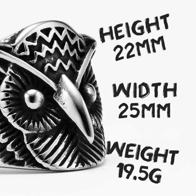 Stainless Steel Rock Owl Ring