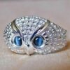 Rhinestone Owl Blue Eyes Ring