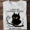 SHIRT-13 I Had My Patience Tested I'm Negative Funny Owl Tee Shirt