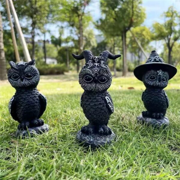 Black Witches Owl Statue