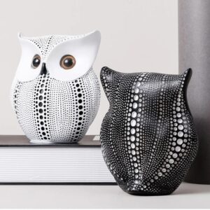 STATU-05 Resin Owl Statue for Decoration 15cm- BLACK