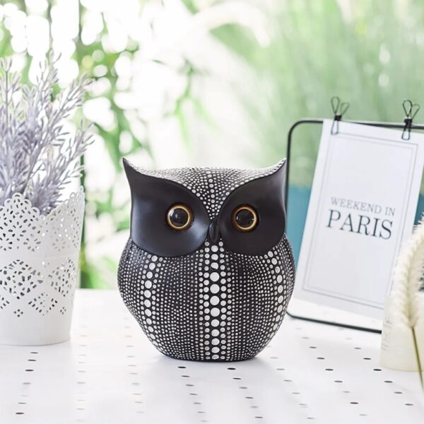 STATU-05 Resin Owl Statue for Decoration 15cm- BLACK